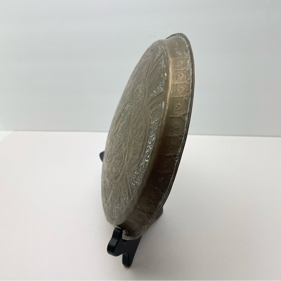 Brass Plate With Stand Damascene Handmade - Picture 4 of 15